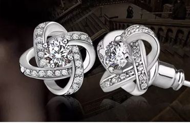 STERLING SILVER PLATED CRYSTAL KNOT EARRINGS