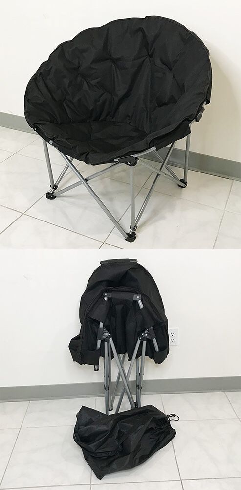 New $30 Large 34x31x24” Folding Chair Round Outdoor Camping Beach Padded Seat w/ Carry Bag (2 Color)
