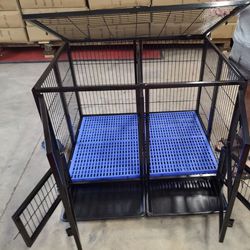 41” Dual Door Dog Kennel Or Cage 