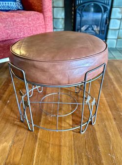 Vintage Vinyl and Steel Vanity Stool