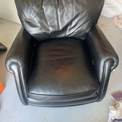 Black real leather chair