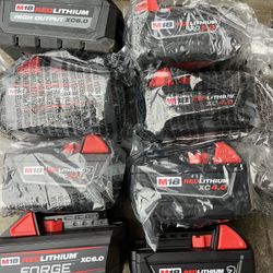 Milwaukee batteries, assorted prices