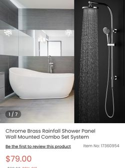 Chrome Brass Rainfall Shower Panel Wall Mounted Combo Set System