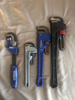 Lot of 4 Pipe Wrenches – Irwin, Kobalt & More