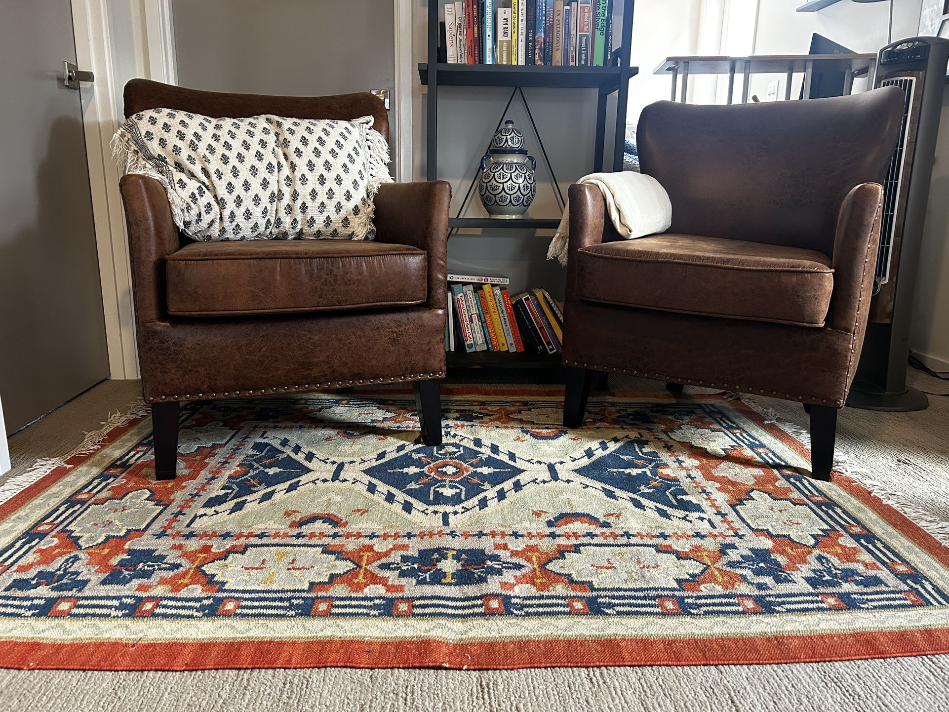 Beautiful Brown Vegan Leather Sofa Chairs- Individual Or As Set Of Two
