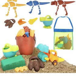 Dinosaur Beach Toys for Kids 3-5,Dinosaur Mould Set 33 PCS Sand Toys with Mesh Bag,Gifts for Boys and Girls 6-10