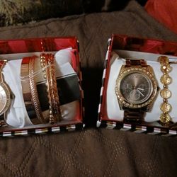 New GOLD AND COPPER WATCH AND BRACELET SETS $20 EACH SET