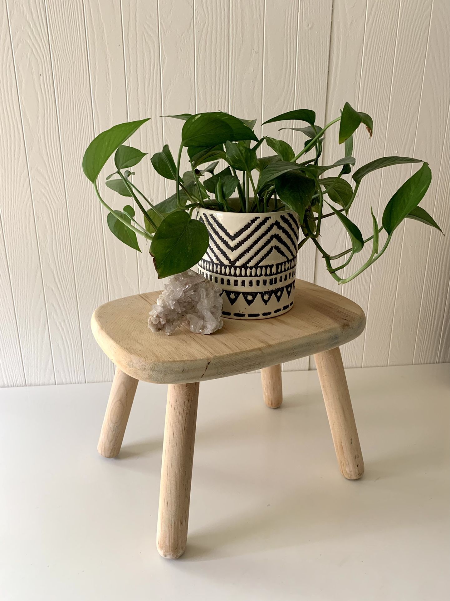 Wooden Farmers Stool Vintage Wooden Footstool Wood Plant Stand Boho Bench Decor Bohemian Chic