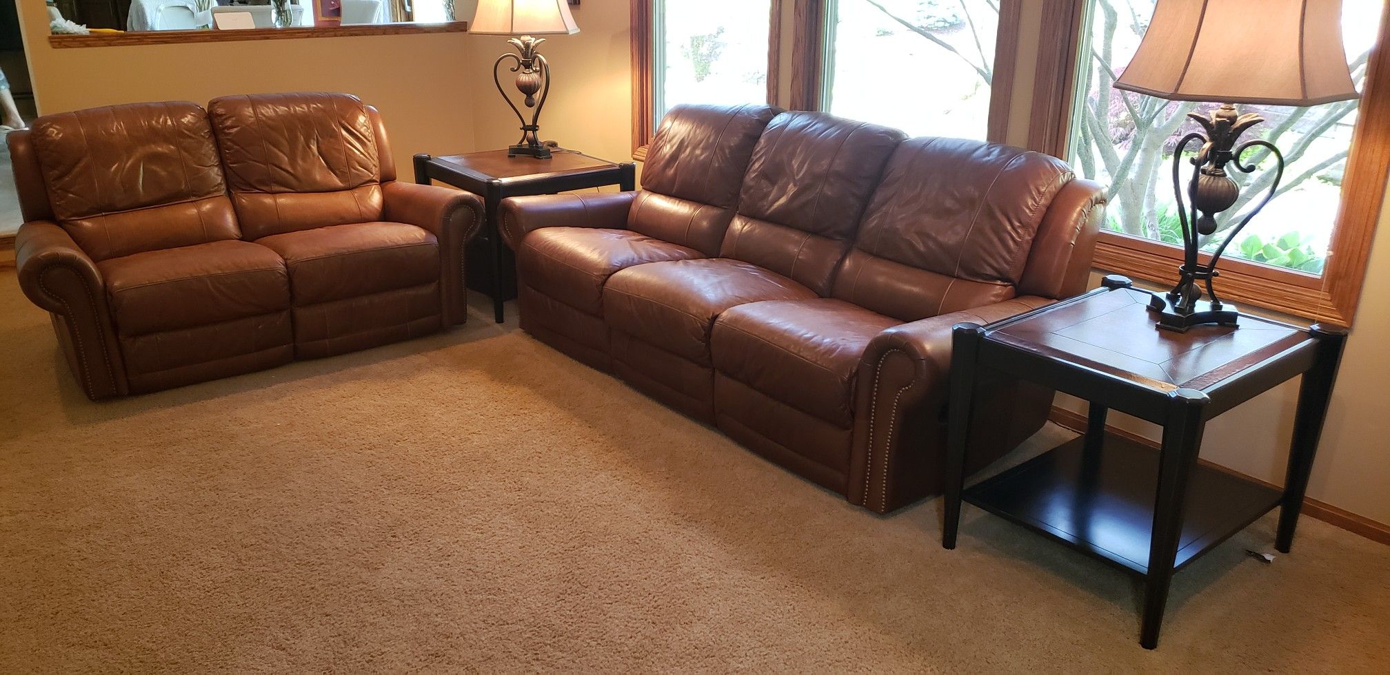 Leather couch and love seat