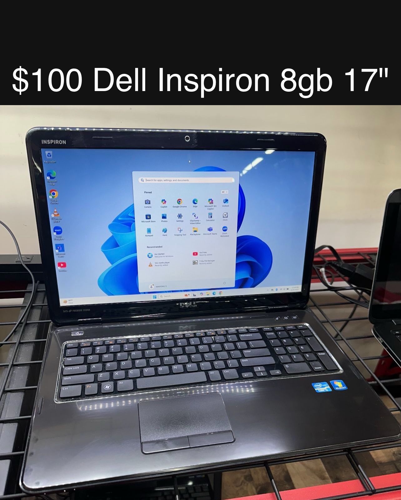 Dell Inspiron Laptops 17” 8gb i3 600gb Windows 11 Includes Charger, Good Battery