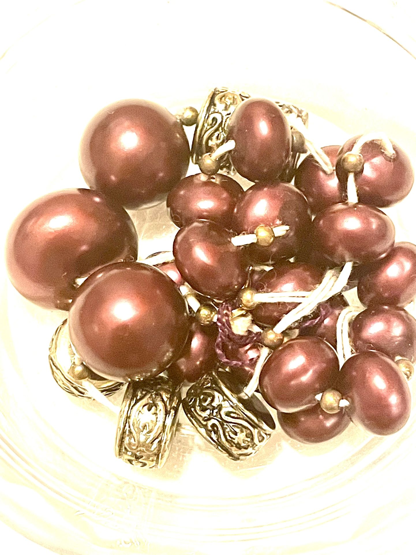 5 For $25!! Lot Of Burgundy Beads