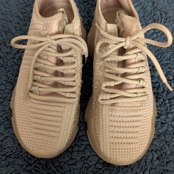 Steve Madden Women's Maxima Tan Glitter Embellished Sneaker Shoes Size 8.5-NEW