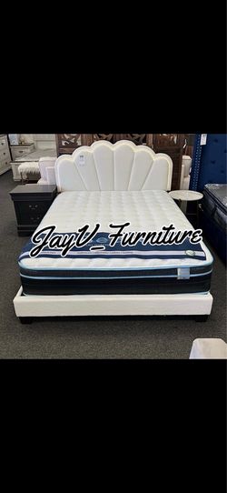 New queen bed frame with mattress