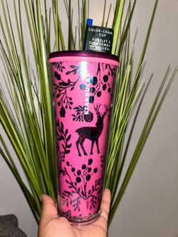 Starbucks 2022 Holiday "Woodland Lace Color Change" Pink/Red Tumbler