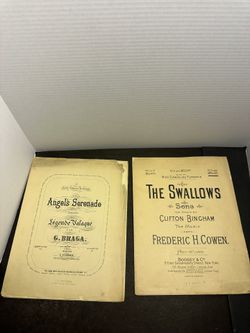 Antique 1895 Sheet Music Lot The Swallows Angel’s Serenade Braga Cowen