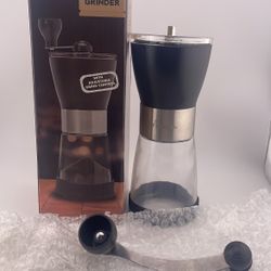 Primula® Black Manual Adjustable Burr Coffee Grinder With Glass 5oz #330