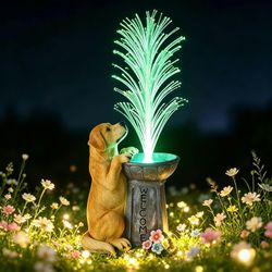 Solar Dog Garden Statue with Fiber Optic Light