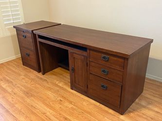 Mission style desk and file cabinet