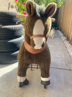 Kids Ride-On Plush Horse on Wheels