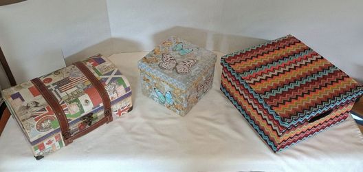 Vintage Punch Studio Map Style Decorative Old World Storage Trunk
