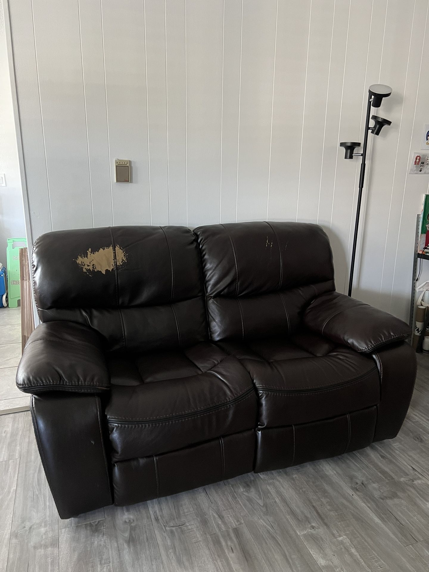 Brown Leather Loveseat Sofa