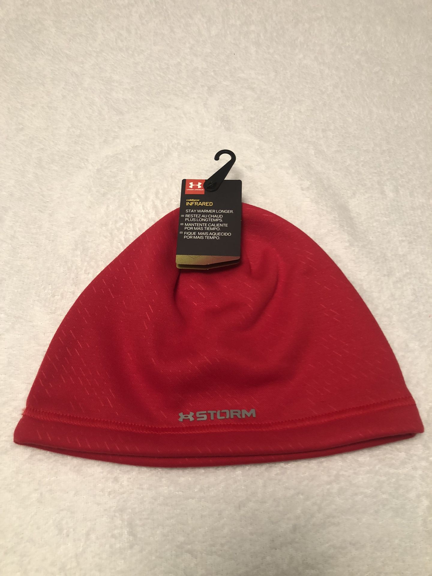 NEW Under Armour Men’s Cold Gear Infrared Storm RED Beanie Hat Running