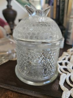 Antique Glass Honey Bee Jar