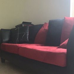Red Leather Couch Set