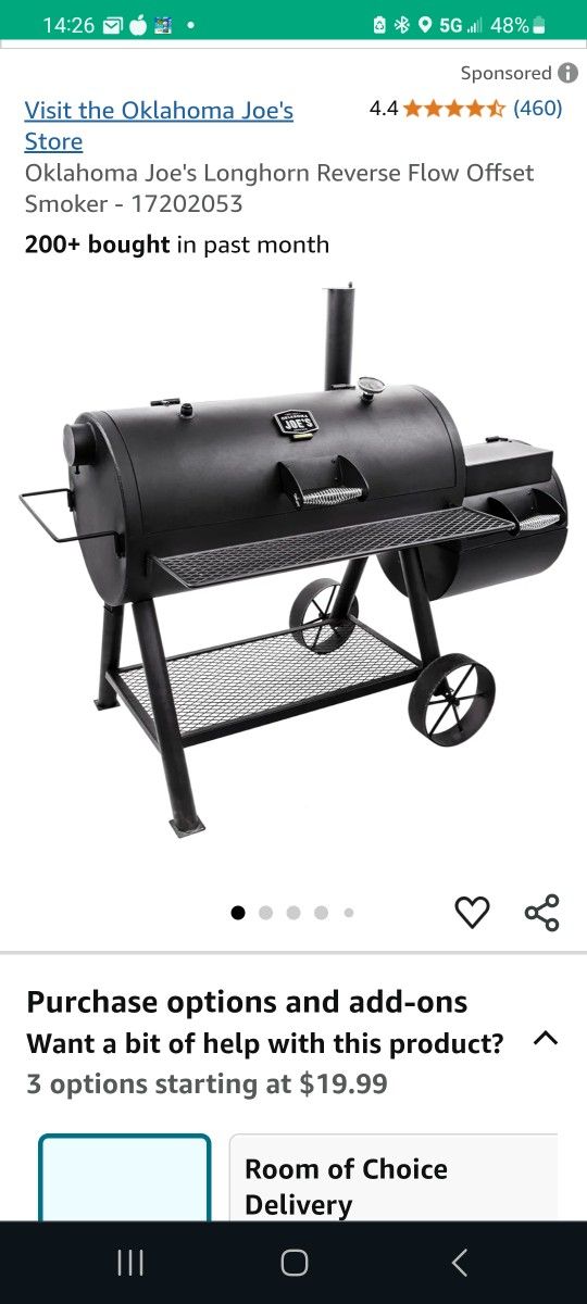 Oklahoma Joe Longhorn Smoker, Reverse Flow, BARELY USED.