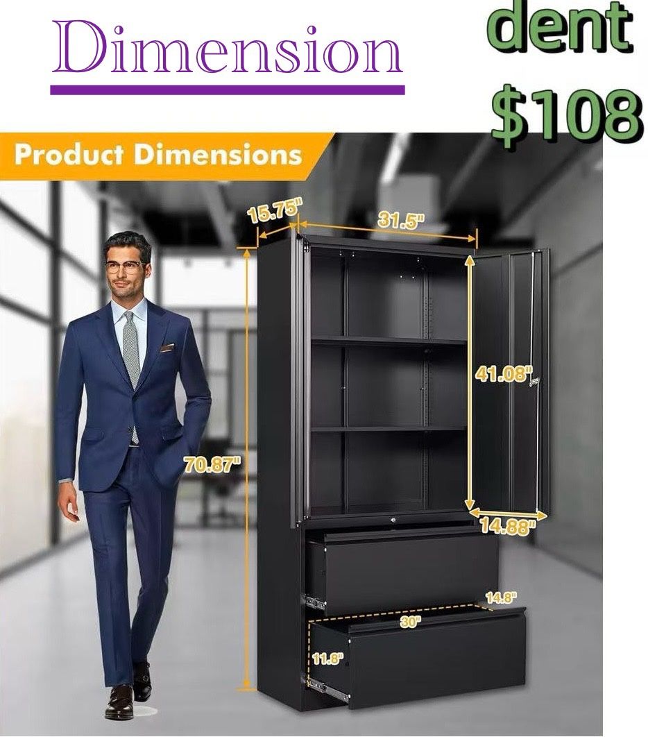 😀 File Cabinet for Home Office,Metal Storage Cabinets with Lock and Adjust Shelves,2 Drawers Filing Cabinets-Hang Legal/Letter/A4/F4 Size For