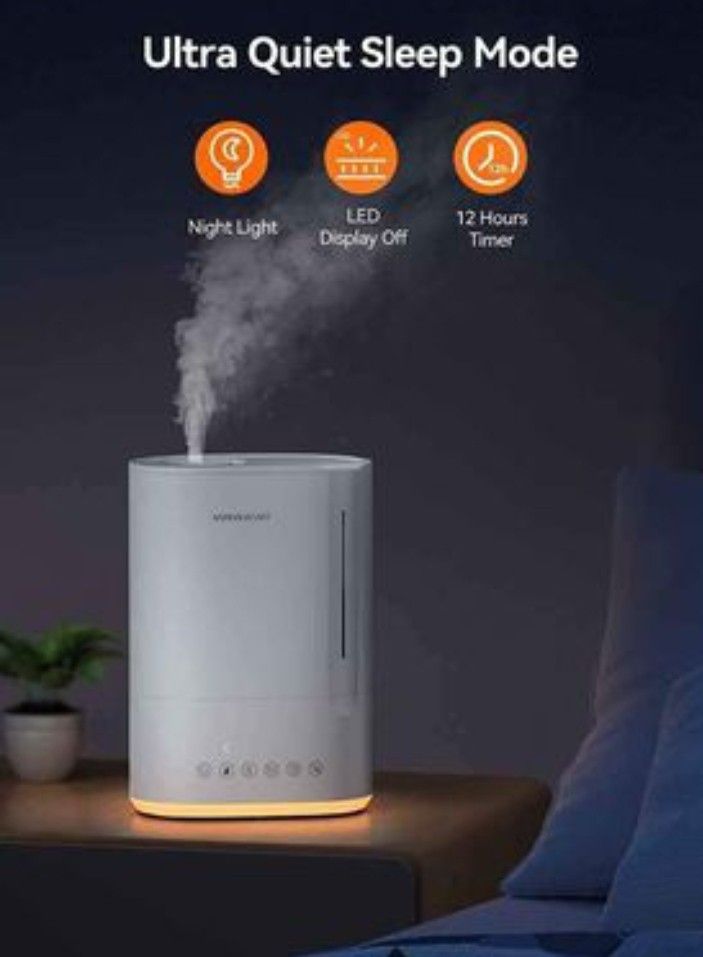 VAGKRI Humidifiers for Bedroom Large Room, 6L Top Fill Ultrasonic Warm & Cool Mist Humidifiers