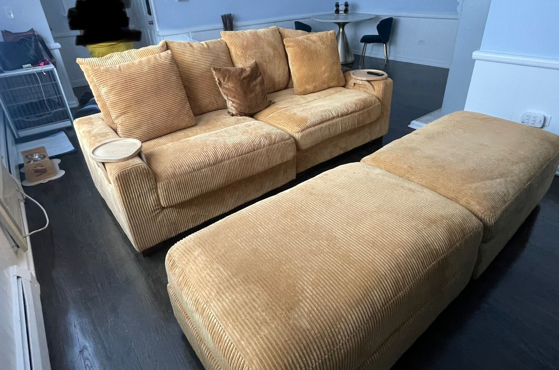 Arzuaga Sofa Yellow 4-Piece Corduroy Sectional (Wade Logan)