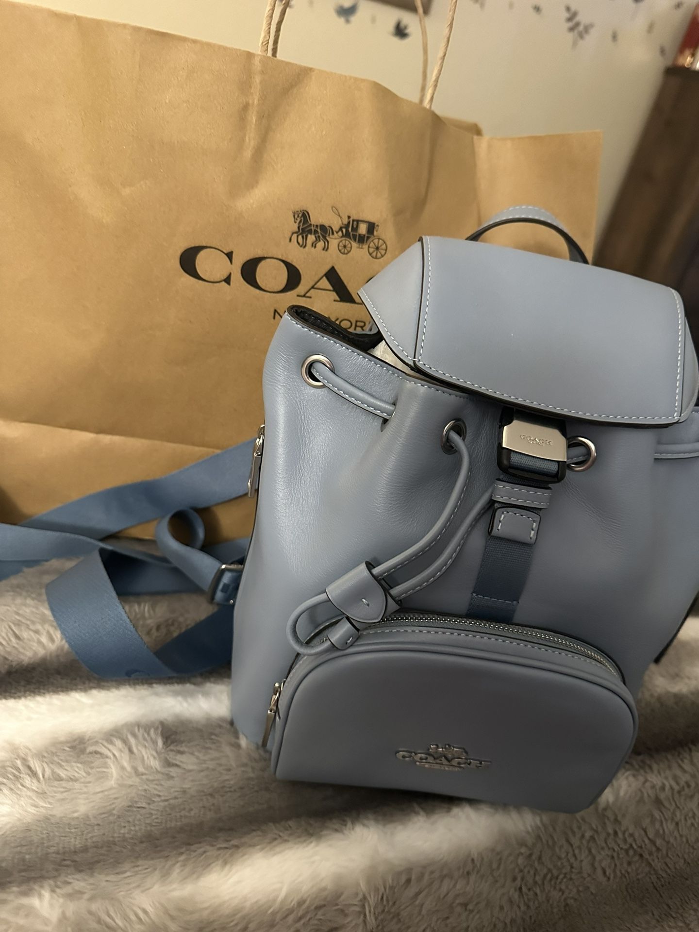 Coach brand new blue backpack