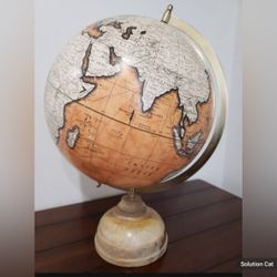 12” Vintage World Globe on Wood Base – Retro Office Desk Decor - $45