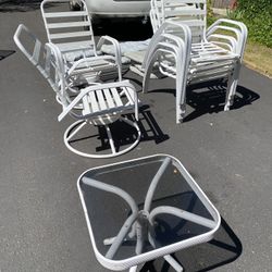 Patio Table, Side Table, 6 Chairs