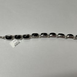 7” .925 Silver Black Onyx Bracelet 