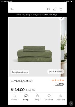 Quince Queen Bamboo Sheet set with fitted, flat and two pillowcases