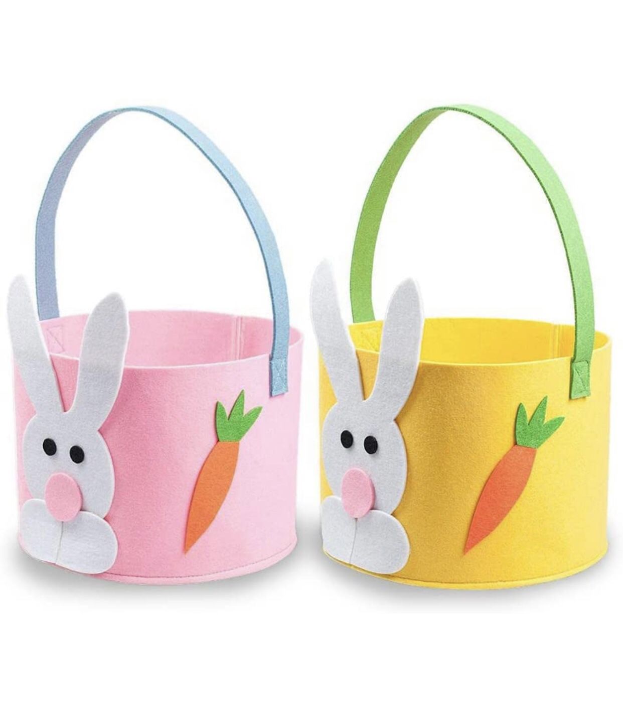  2 Pack Easter Baskets for Kids Empty Felt Bunny Basket Easter Decor Eggs Candy Gifts Storage 