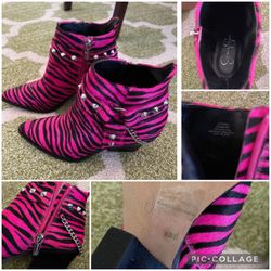 Never Worn Zebra Pattern Pink Boots
