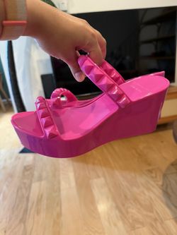 Carmen Sol Tonino Wedge Jelly in Fuchsia/Hot Pink