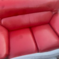 Loveseat Red Leather 