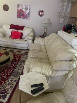 White Leather Sofa Set