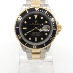 1987 Rolex Submariner Date 18K Yellow Gold & Stainless Steel Watch 16803 Vintage