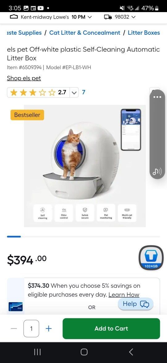 Els Pet Self Cleaning Automatic Litter Box