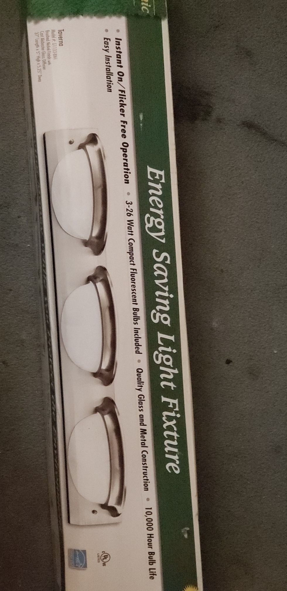 Wall light fixture bulbs included. New in box