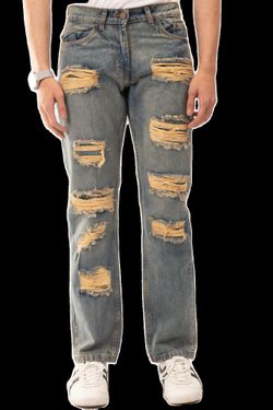 Men's Ripped Jeans – Light Tint, Blue, Light Blue, Jet Black, Sizes 28-38, Bulk Deals, Halloween