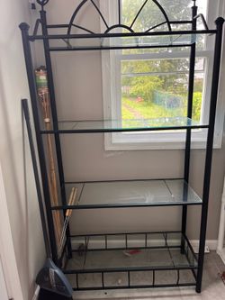 Tall glass and metal stand for sale