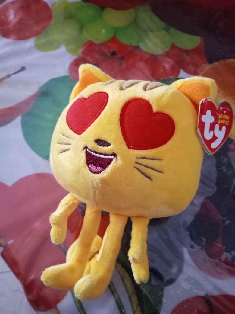 Cat Yellow Hearts Beanie Baby