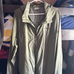 Columbia Windbreaker/Rain Jacket 3XL Olive Green