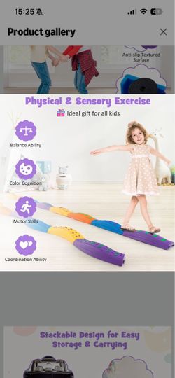 Kids Plastic Balance Beam Stepping Stones Set